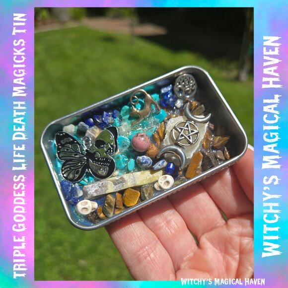 Triple Goddess Life Death Magicks Crystal Tin Home Decor - Picture 3 of 4
